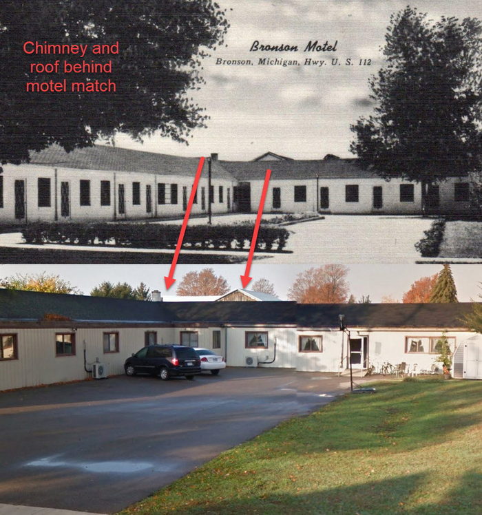 Bronson Motel - Postcard And Street View Comparison